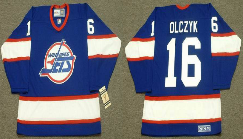 2019 Men Winnipeg Jets #16 Olczyk blue CCM NHL jersey->winnipeg jets->NHL Jersey